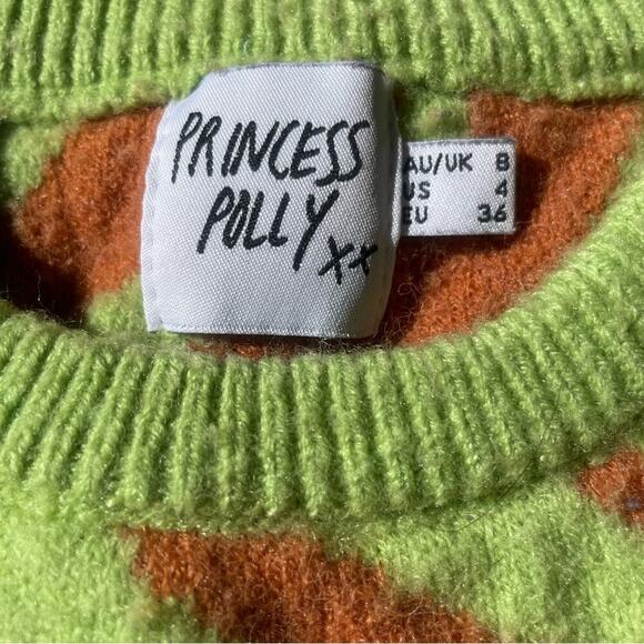 |Princess Polly| Lime Green and Brown Zebra Crop Tank Top Size 4 - Picture 3 of 4